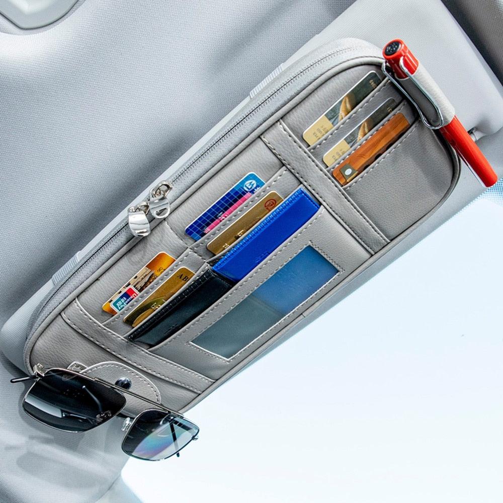 Car Auto Sun Visor Point Pocket Organizer - Pouch Bag Card Glasses Storage Holder (1U89)