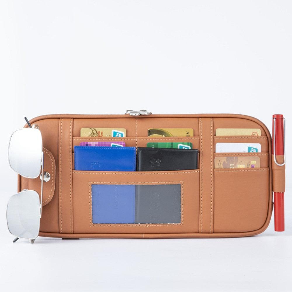Car Auto Sun Visor Point Pocket Organizer - Pouch Bag Card Glasses Storage Holder (1U89)