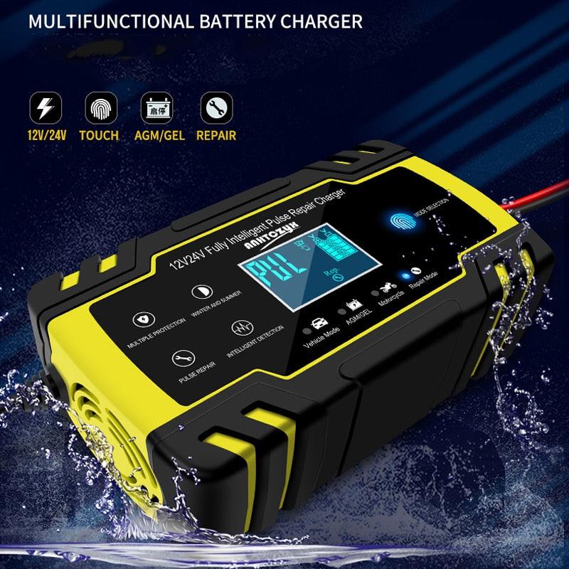 Car Battery Charger 12/24V 8A - Touch Screen, Pulse Repair LCD Battery Charger For Car, Motorcycle (D89)(7WH1)