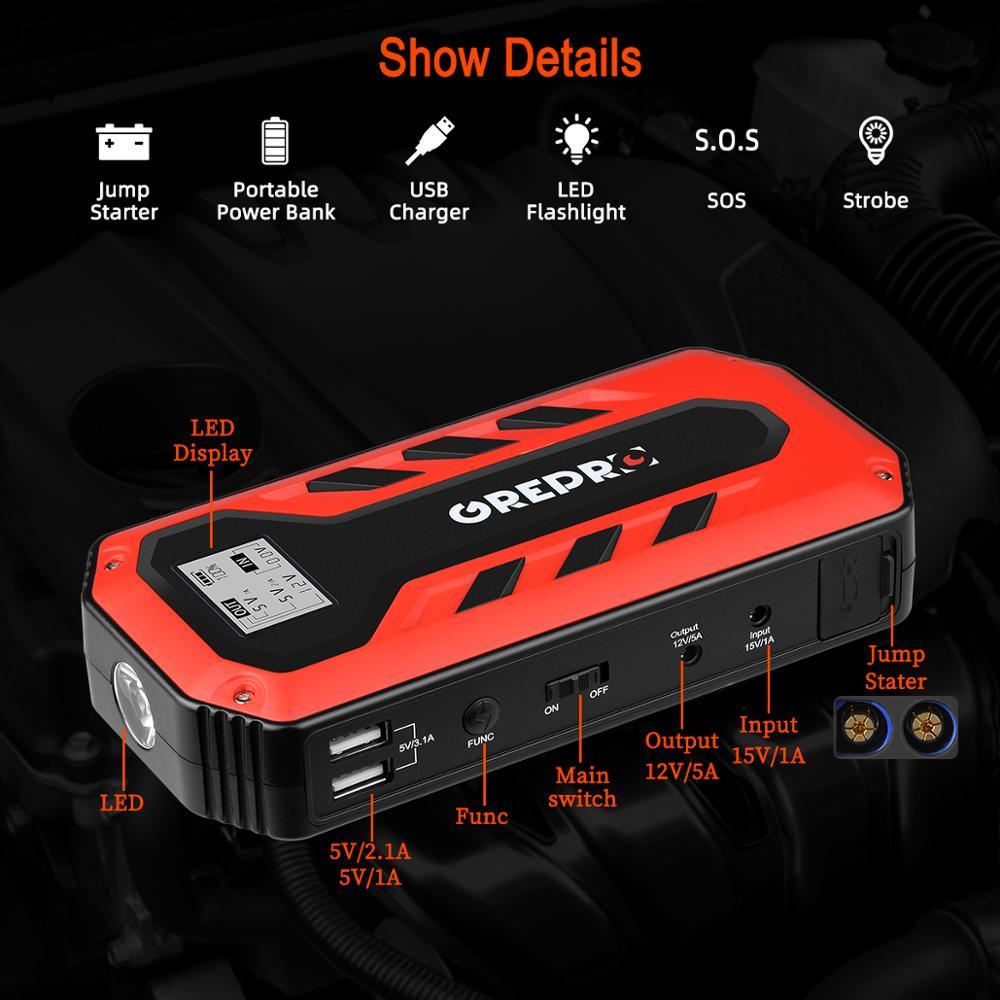 Car Jump Starter 1000A Car Buster 12V Vehicle Emergency Battery - Power Bank Powerful LED Light (D60)(CT6)(CT1)(1U60)