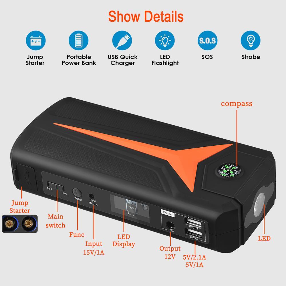 Car Jump Starter 1500A Jump Starter Booster 12V Car Buster Auto Starting Device Vehicle Emergency Start Battery Power Bank (CT6)(3U60)