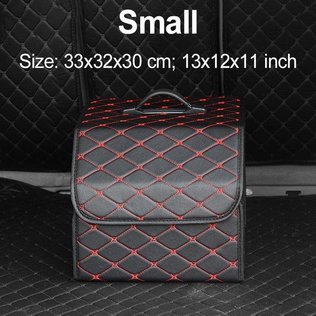 Car Organizer Trunk Storage Bag - PU Leather Trunk Stowing Tidying Universal Auto Organizers Box (3LT1)(F89)