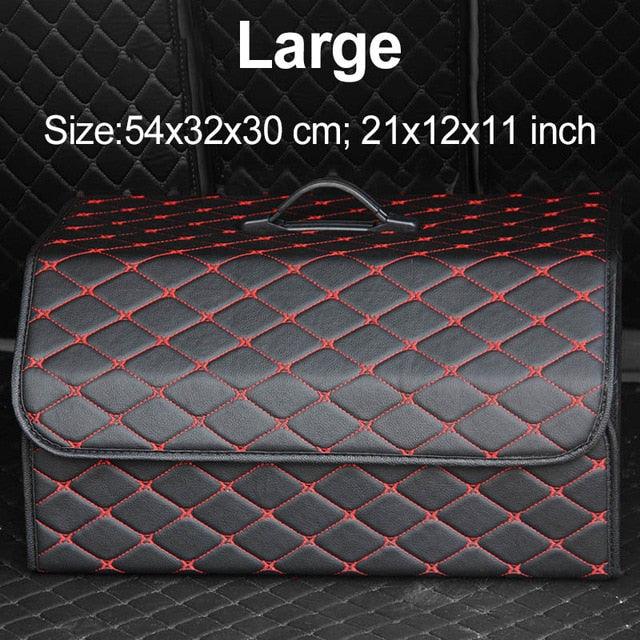 Car Organizer Trunk Storage Bag - PU Leather Trunk Stowing Tidying Universal Auto Organizers Box (3LT1)(F89)