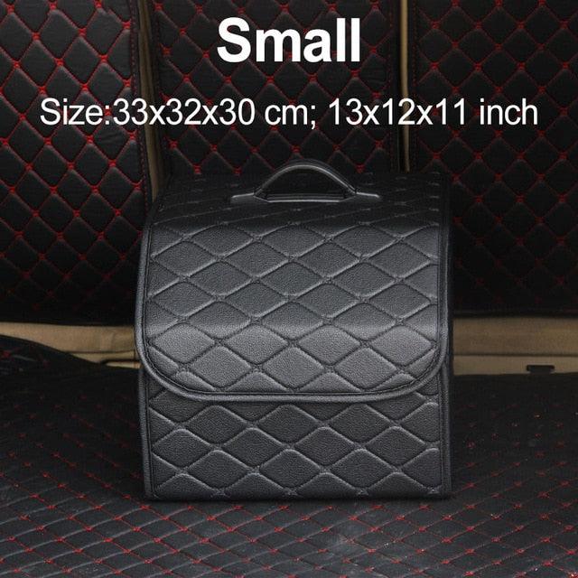 Car Organizer Trunk Storage Bag - PU Leather Trunk Stowing Tidying Universal Auto Organizers Box (3LT1)(F89)