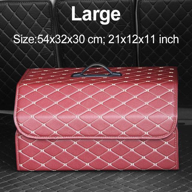 Car Organizer Trunk Storage Bag - PU Leather Trunk Stowing Tidying Universal Auto Organizers Box (3LT1)(F89)