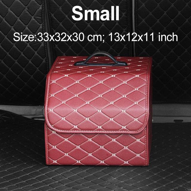 Car Organizer Trunk Storage Bag - PU Leather Trunk Stowing Tidying Universal Auto Organizers Box (3LT1)(F89)