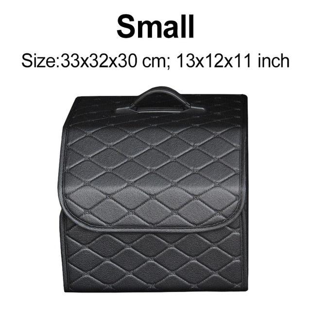 Car Trunk Organizer Bag - Collapsible Storage Box PU Leather Storage Bag - Car Trunk Stowing Tidying (D79)(3LT1)