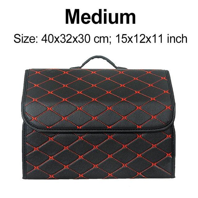 Car Trunk Organizer Bag - Collapsible Storage Box PU Leather Storage Bag - Car Trunk Stowing Tidying (D79)(3LT1)