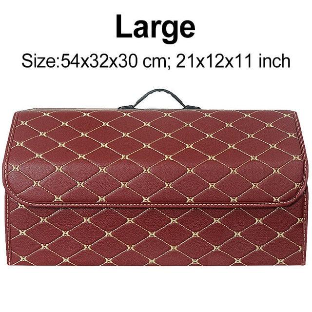 Car Trunk Organizer Bag - Collapsible Storage Box PU Leather Storage Bag - Car Trunk Stowing Tidying (D79)(3LT1)