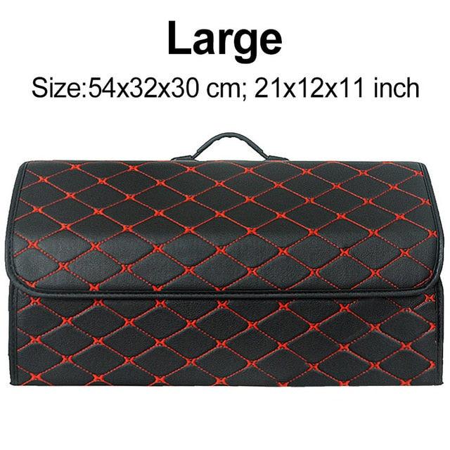 Car Trunk Organizer Bag - Collapsible Storage Box PU Leather Storage Bag - Car Trunk Stowing Tidying (D79)(3LT1)