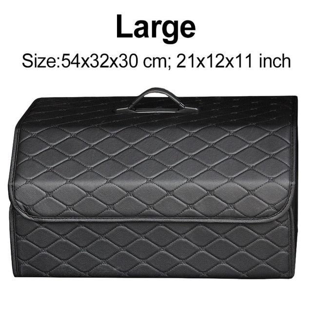 Car Trunk Organizer Bag - Collapsible Storage Box PU Leather Storage Bag - Car Trunk Stowing Tidying (D79)(3LT1)