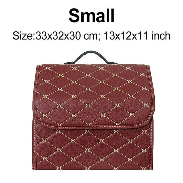Car Trunk Organizer Bag - Collapsible Storage Box PU Leather Storage Bag - Car Trunk Stowing Tidying (D79)(3LT1)