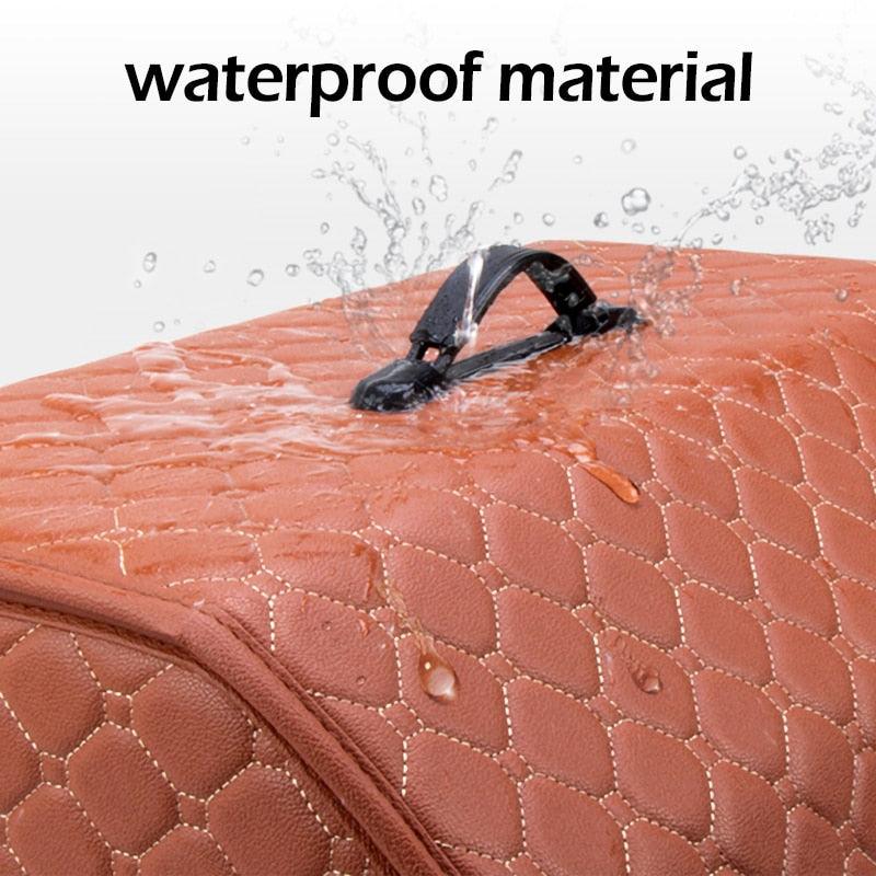 Car Trunk Organizer Bag - Collapsible Storage Box PU Leather Storage Bag - Car Trunk Stowing Tidying (D79)(3LT1)