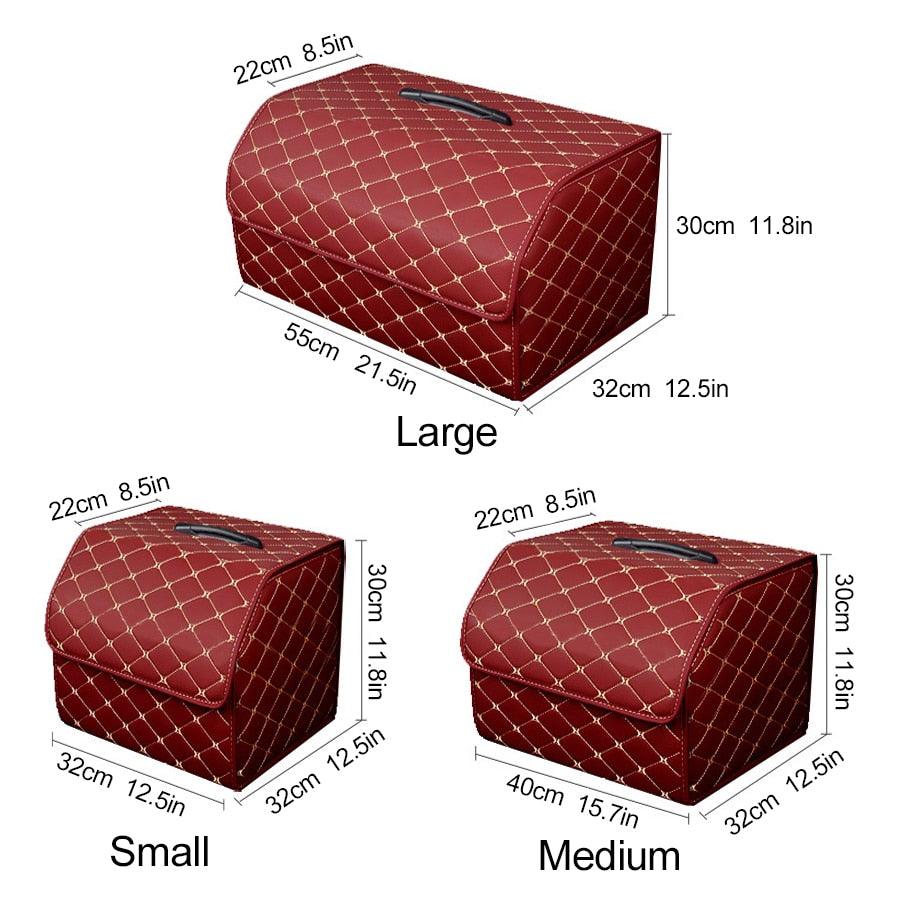 Car Trunk Organizer Bag - Collapsible Storage Box PU Leather Storage Bag - Car Trunk Stowing Tidying (D79)(3LT1)