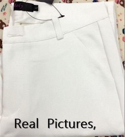 Casual High Waist Cotton Pants - Women's Fashion Elegant Slim Waist oversized Trousers - Plus Size Pencil Pant (BP)