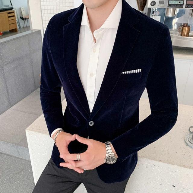Casual Autumn Winter Velvet Blazers - Men's Suits Blazers (T2M)(F8)(F10)