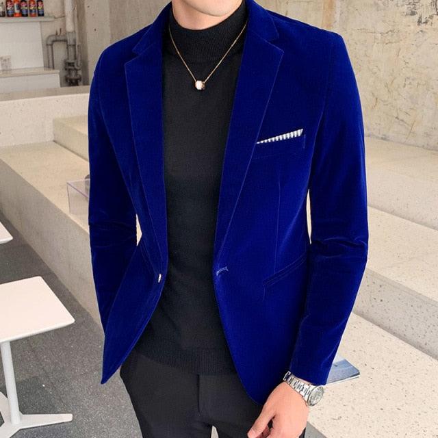 Casual Autumn Winter Velvet Blazers - Men's Suits Blazers (T2M)(F8)(F10)