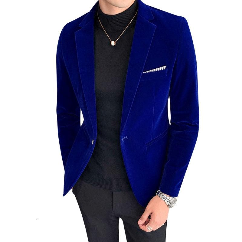 Casual Autumn Winter Velvet Blazers - Men's Suits Blazers (T2M)(F8)(F10)