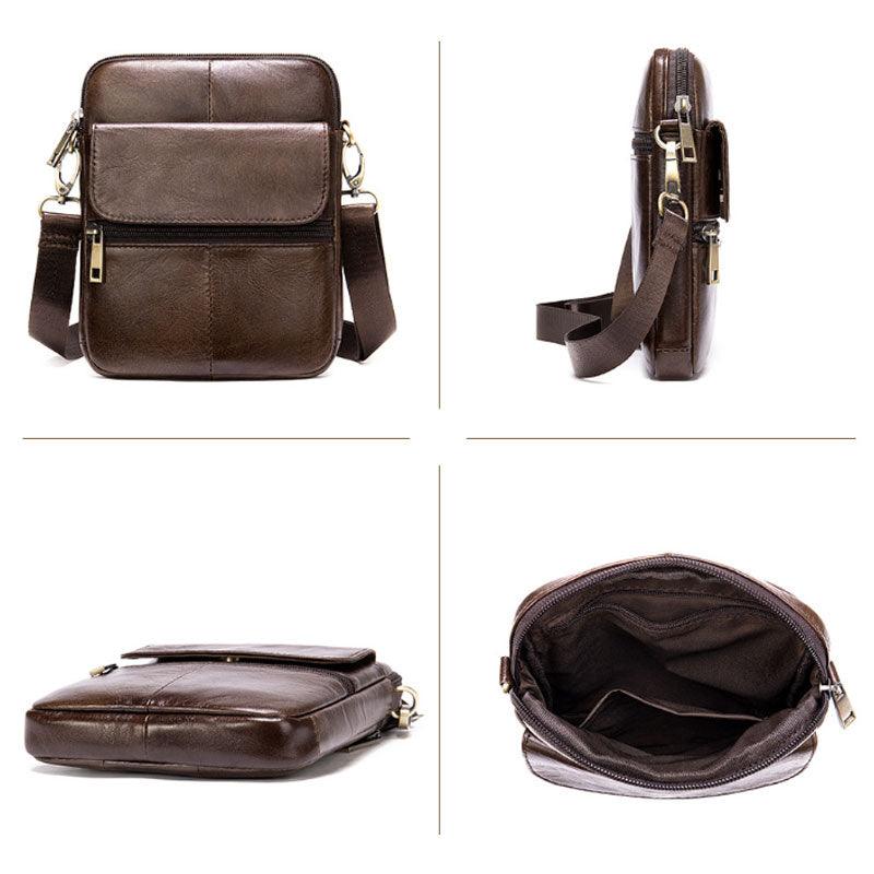 Casual Men Shoulder Bag - Vintage Crossbody Bag - Genuine Leather Handbag (3MA1)(F78)