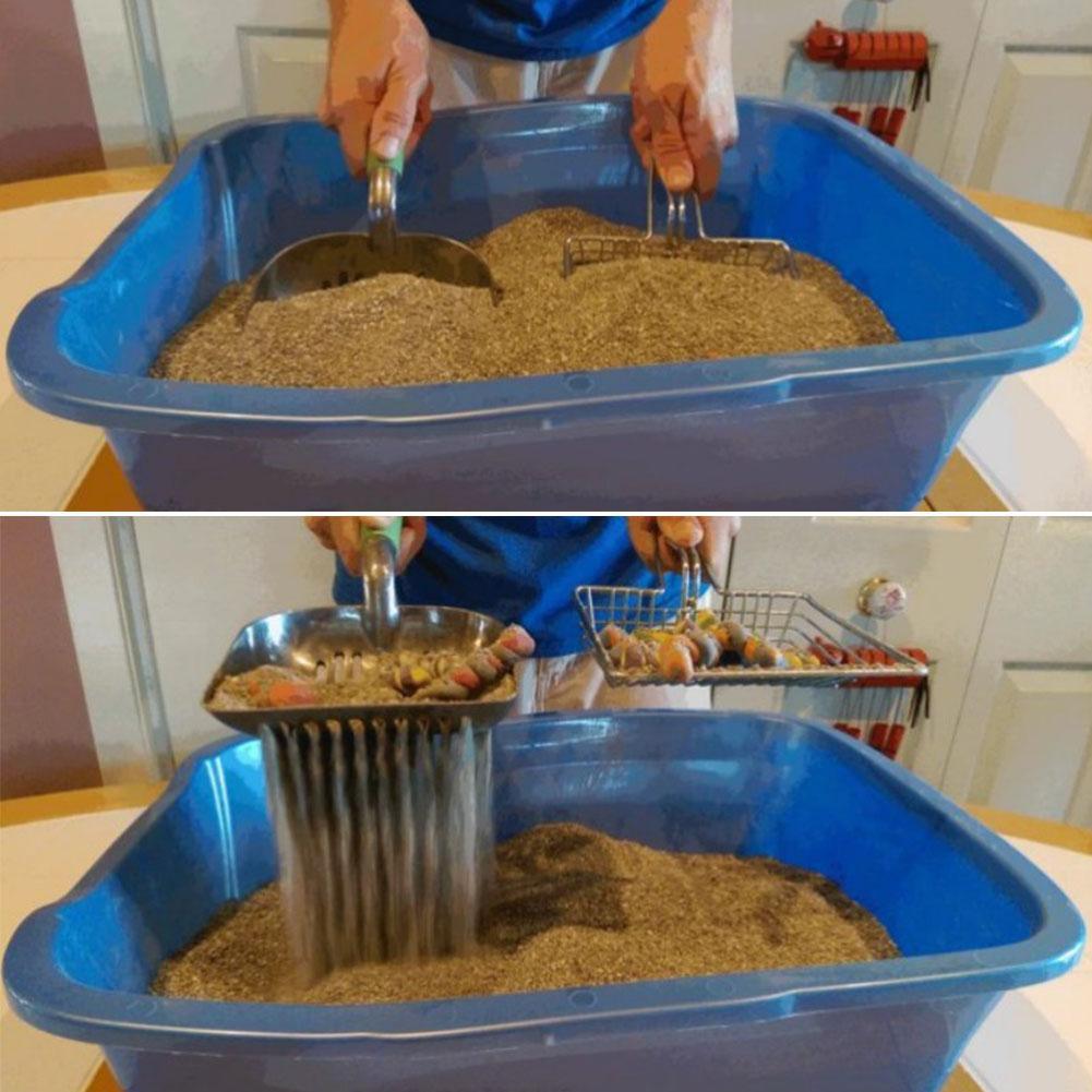 Cat Litter Scooper - Metal Iron Hollow Cat Holder Pet Poop Cat Shovel Metal Scoop Care Tools (2U75)