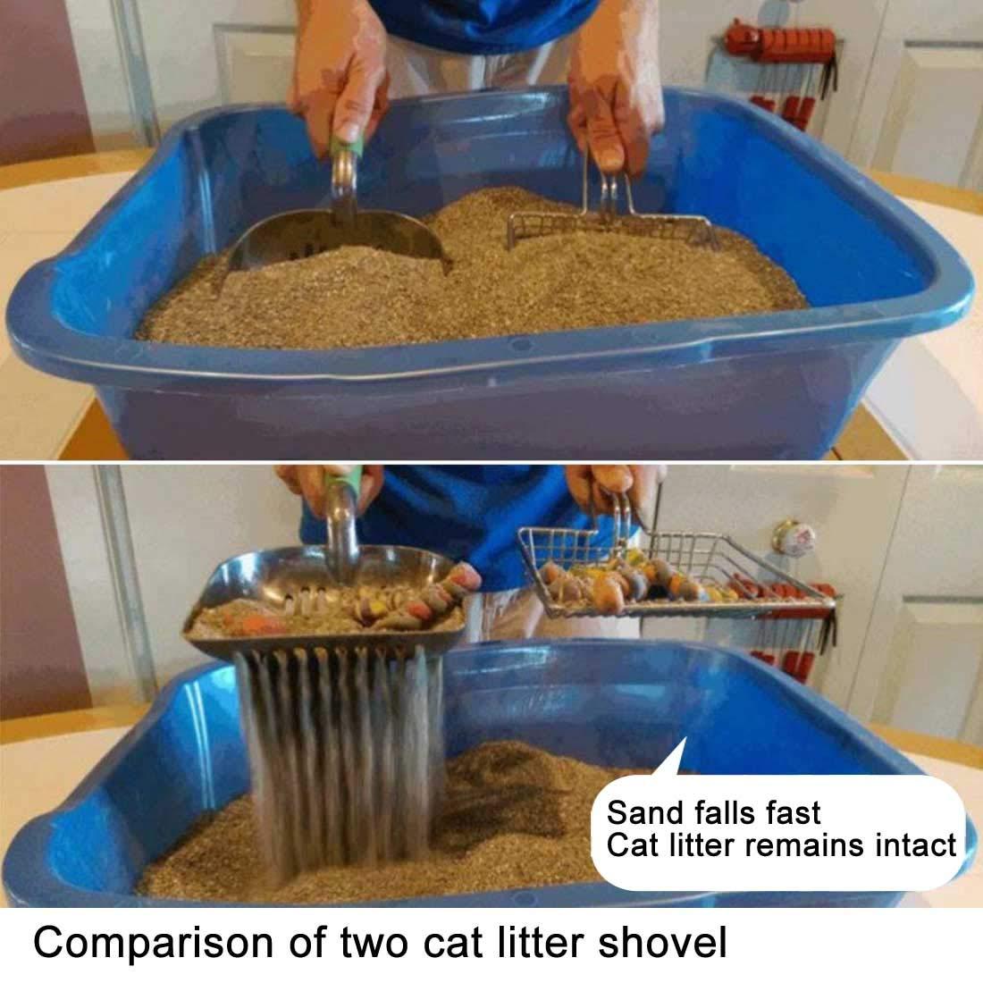 Cat Litter Scooper - Metal Iron Hollow Cat Holder Pet Poop Cat Shovel Metal Scoop Care Tools (2U75)