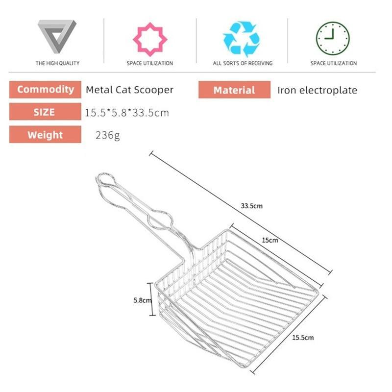 Cat Litter Scooper - Metal Iron Hollow Cat Holder Pet Poop Cat Shovel Metal Scoop Care Tools (2U75)