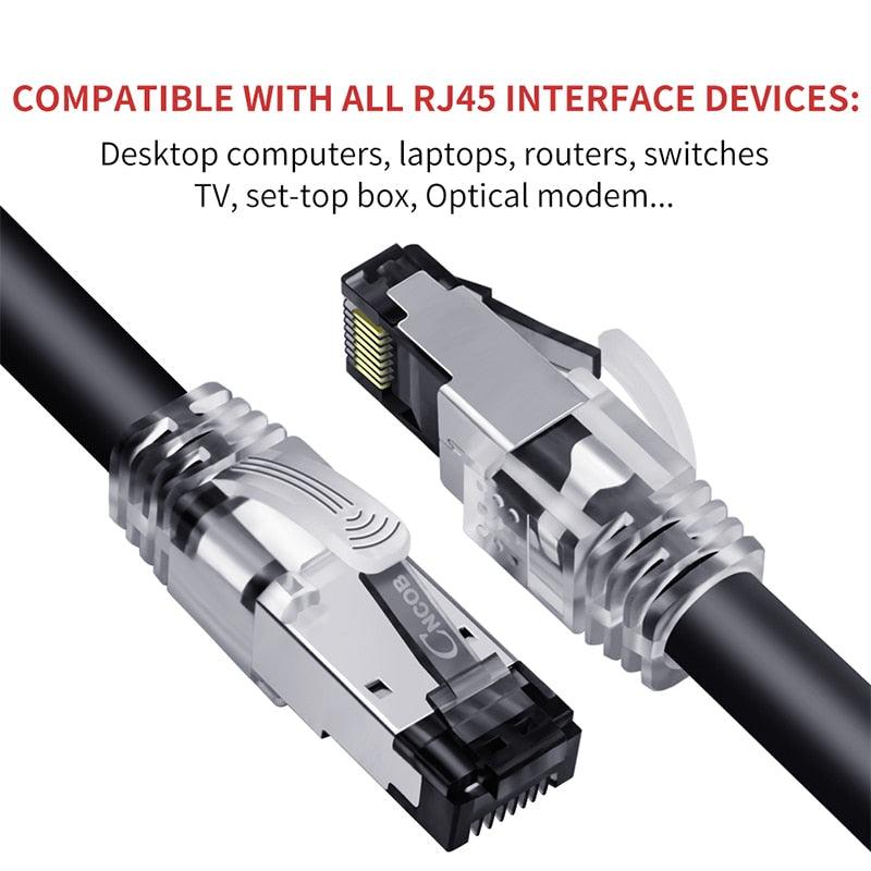 Cat8 Ethernet Cable 40Gbps 2000Mhz S/FTP High Speed Patch Cable Cord with RJ45 Gold Plated Connectors for Modem Router PC Gaming (CA2)(F52)