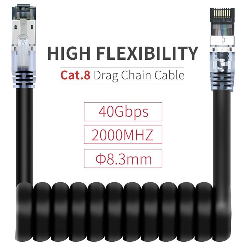 Cat8 Ethernet Cable 40Gbps 2000Mhz S/FTP High Speed Patch Cable Cord with RJ45 Gold Plated Connectors for Modem Router PC Gaming (CA2)(F52)
