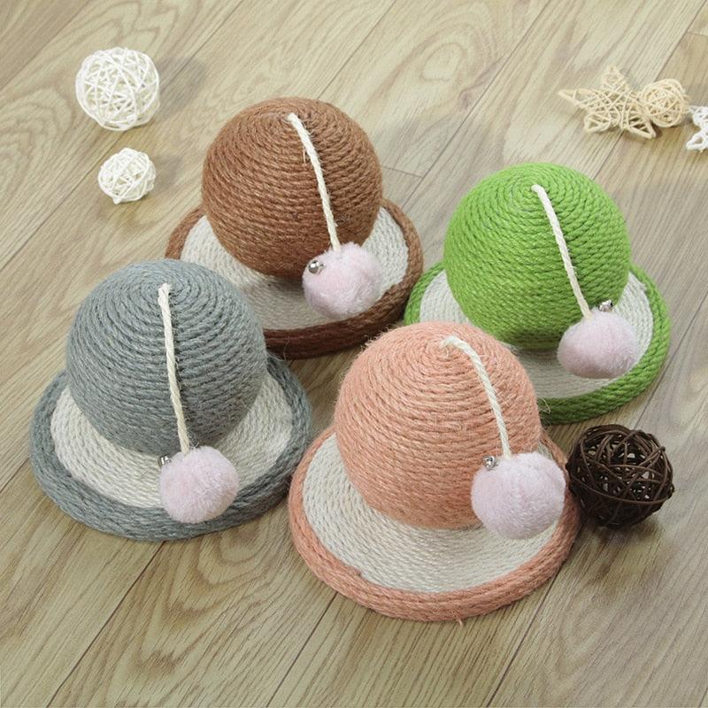 Pet Cat Toy - Ball Shape Sisal Scraper Grinding Claw Kitten Toys with Bell Ball (8W3)(F75)