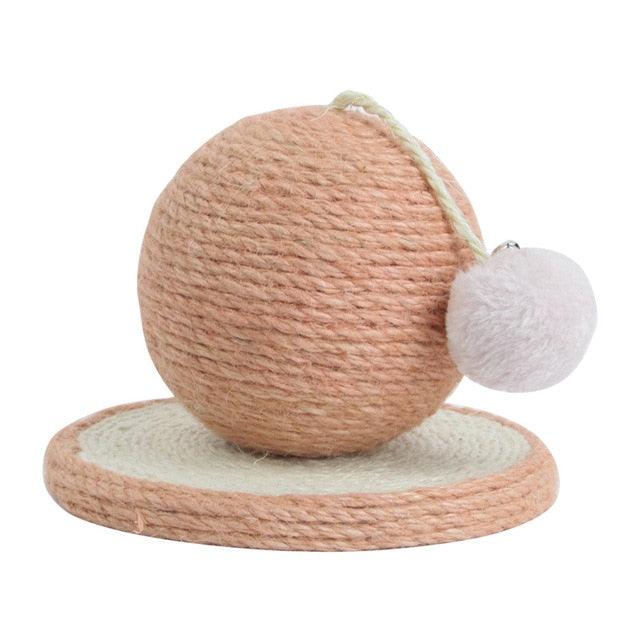 Pet Cat Toy - Ball Shape Sisal Scraper Grinding Claw Kitten Toys with Bell Ball (8W3)(F75)