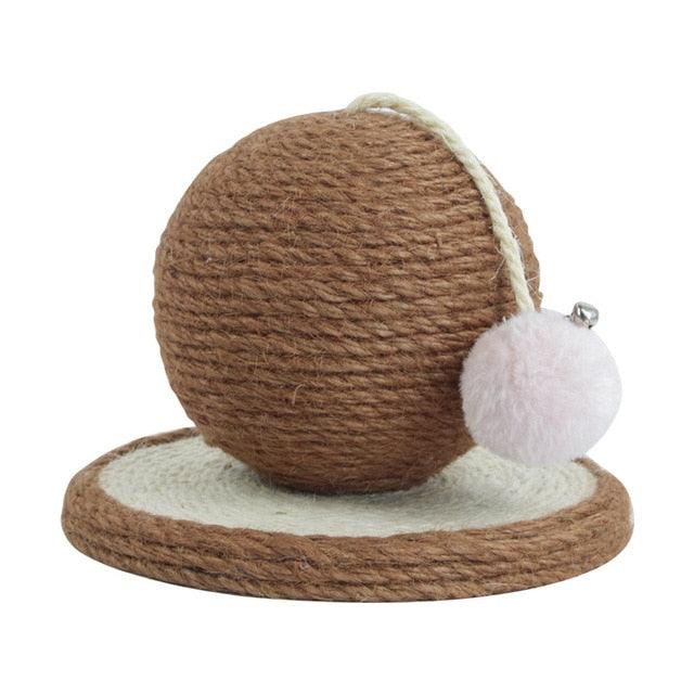 Pet Cat Toy - Ball Shape Sisal Scraper Grinding Claw Kitten Toys with Bell Ball (8W3)(F75)
