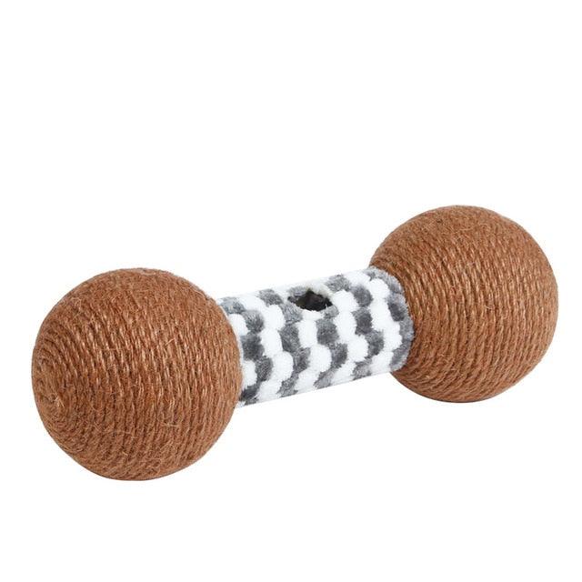 Pet Cat Toy Dumbbell Sisal Scraper Grinding Claw Kitten Toys - With Bell Ball Make Cat Funny Pet Supplies (8W3)