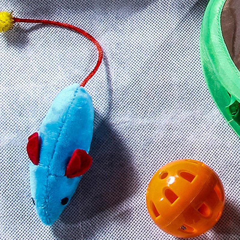 Pet Cat Toy Nine Hole Funny Cat Stick With Sounding Bell Catching Ball Puzzle Cats Interactive Tunnel (8W3)