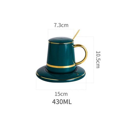 Ceramic Coffee Cup With Lid And Spoon Set Cup With Milk Afternoon Tea Christmas Creative Gift (1AK1)