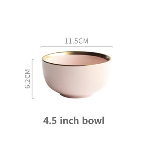 Ceramic Solid Color Plate Gold Inlaid Ceramic Plate Set - Ceramic Tableware (AK7)