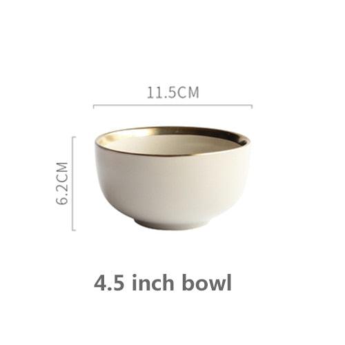 Ceramic Solid Color Plate Gold Inlaid Ceramic Plate Set - Ceramic Tableware (AK7)