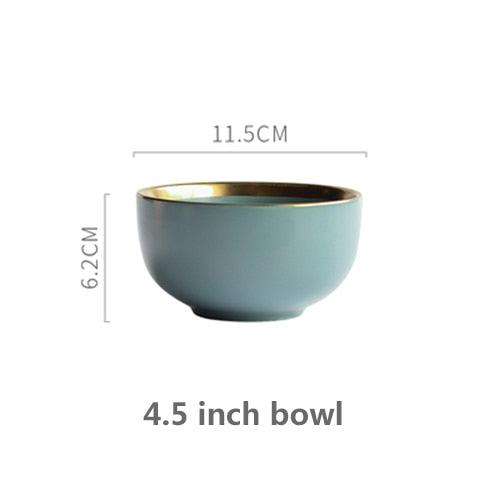 Ceramic Solid Color Plate Gold Inlaid Ceramic Plate Set - Ceramic Tableware (AK7)