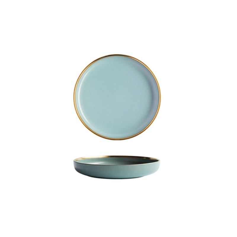 Ceramic Solid Color Plate Gold Inlaid Ceramic Plate Set - Ceramic Tableware (AK7)
