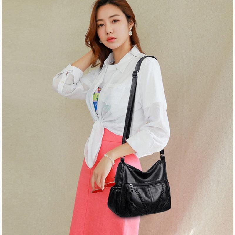 Great Women's Bags - Good Quality - Very Soft Washed PU Leather Shoulder Bag (WH4)(WH2)