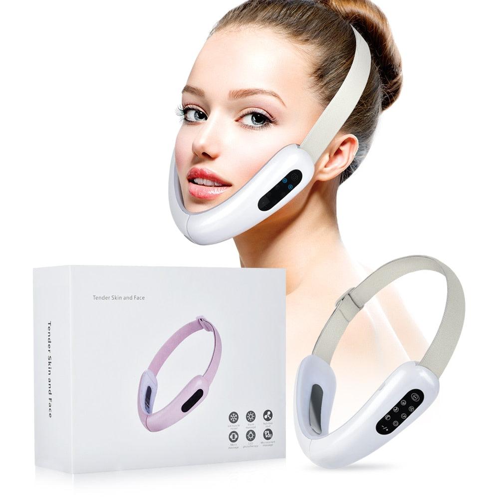 Chin V-Line Up Lift Belt Machine Red Blue LED Photon Therapy Face Slimming Vibration Massager (M5)(M1)(1U86)
