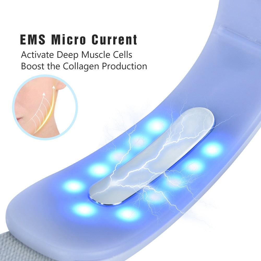 Chin V-Line Up Lift Belt Machine Red Blue LED Photon Therapy Face Slimming Vibration Massager (M5)(M1)(1U86)