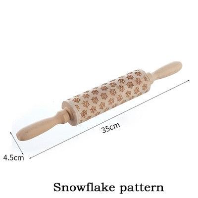 Christmas Deer Cartoon Baking Rolling pin Cake Biscuit Fondant Dough Engraved Roller - Fortune Cookies - Cookie Day(D61)(AK4)(AK2)