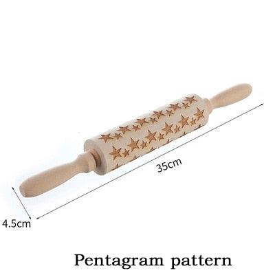 Christmas Deer Cartoon Baking Rolling pin Cake Biscuit Fondant Dough Engraved Roller - Fortune Cookies - Cookie Day(D61)(AK4)(AK2)