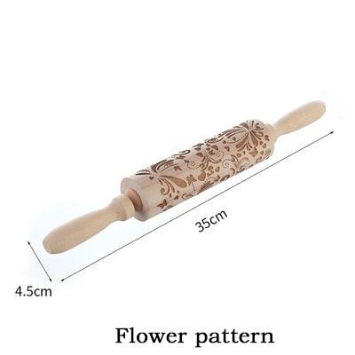 Christmas Deer Cartoon Baking Rolling pin Cake Biscuit Fondant Dough Engraved Roller - Fortune Cookies - Cookie Day(D61)(AK4)(AK2)
