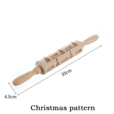 Christmas Deer Cartoon Baking Rolling pin Cake Biscuit Fondant Dough Engraved Roller - Fortune Cookies - Cookie Day(D61)(AK4)(AK2)