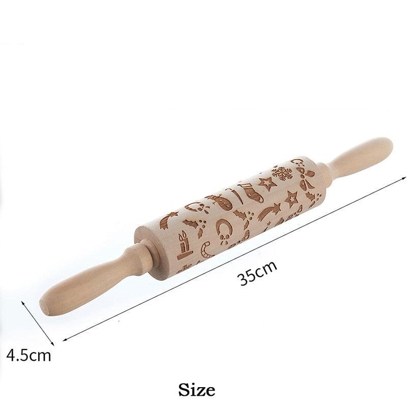 Christmas Deer Cartoon Baking Rolling pin Cake Biscuit Fondant Dough Engraved Roller - Fortune Cookies - Cookie Day(D61)(AK4)(AK2)