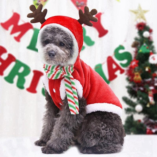 Christmas Dog Clothes - Small Dogs Santa Elk Dress Up Costume Pug Chihuahua Yorkshire Pet Cat Clothing (2U69)