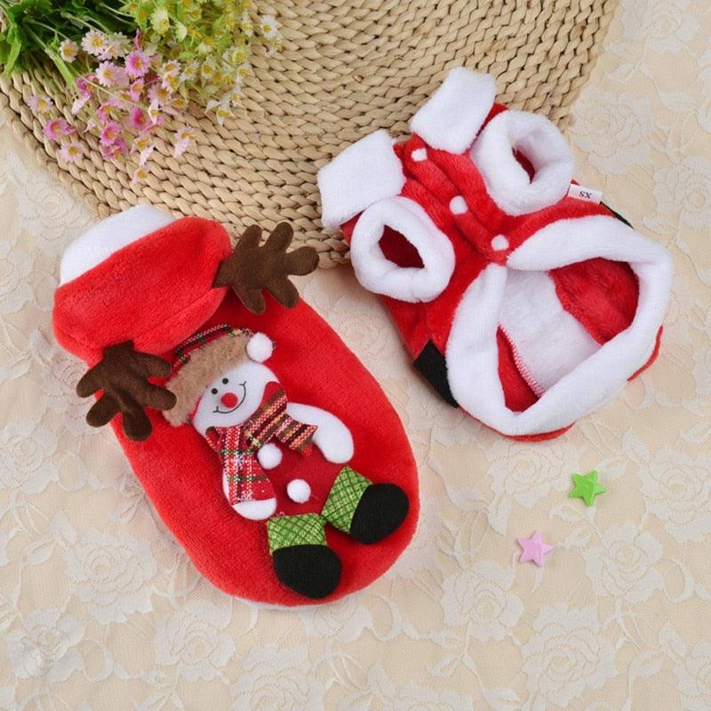 Christmas Dog Clothes - Small Dogs Coat Chihuahua Winter Pet Hoodie Santa Costume With Belts (2U69)