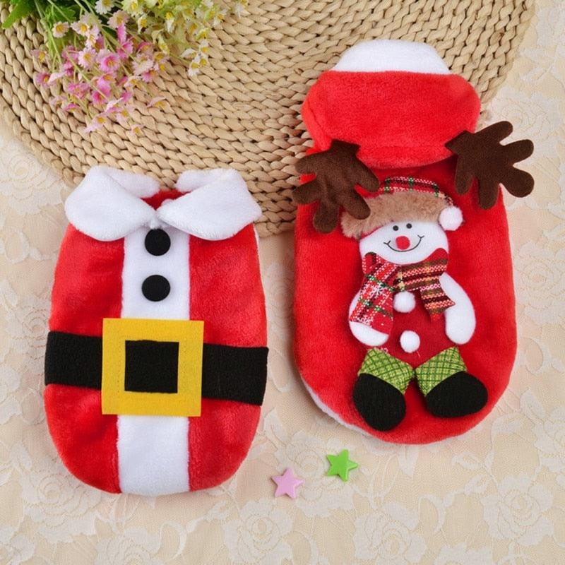 Christmas Dog Clothes - Small Dogs Coat Chihuahua Winter Pet Hoodie Santa Costume With Belts (2U69)
