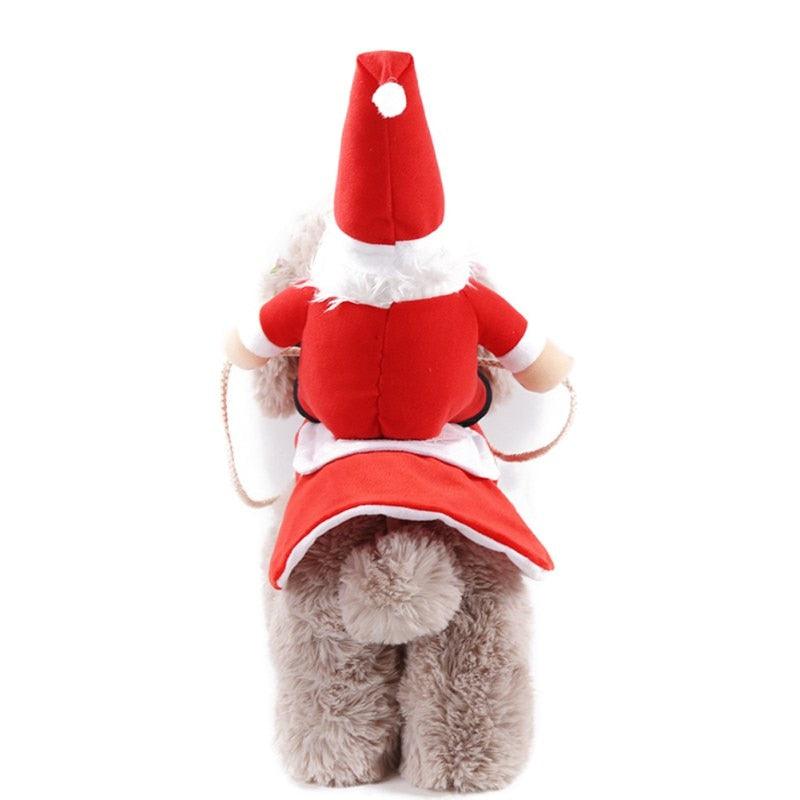 Christmas Dog Costumes Pet Clothes - Santa Riding Dog Dressing up Jacket Coat - Funny Dogs Clothing (2U69)